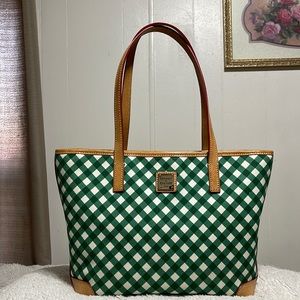 Dooney & Bourke Green and White Picnic Plaid